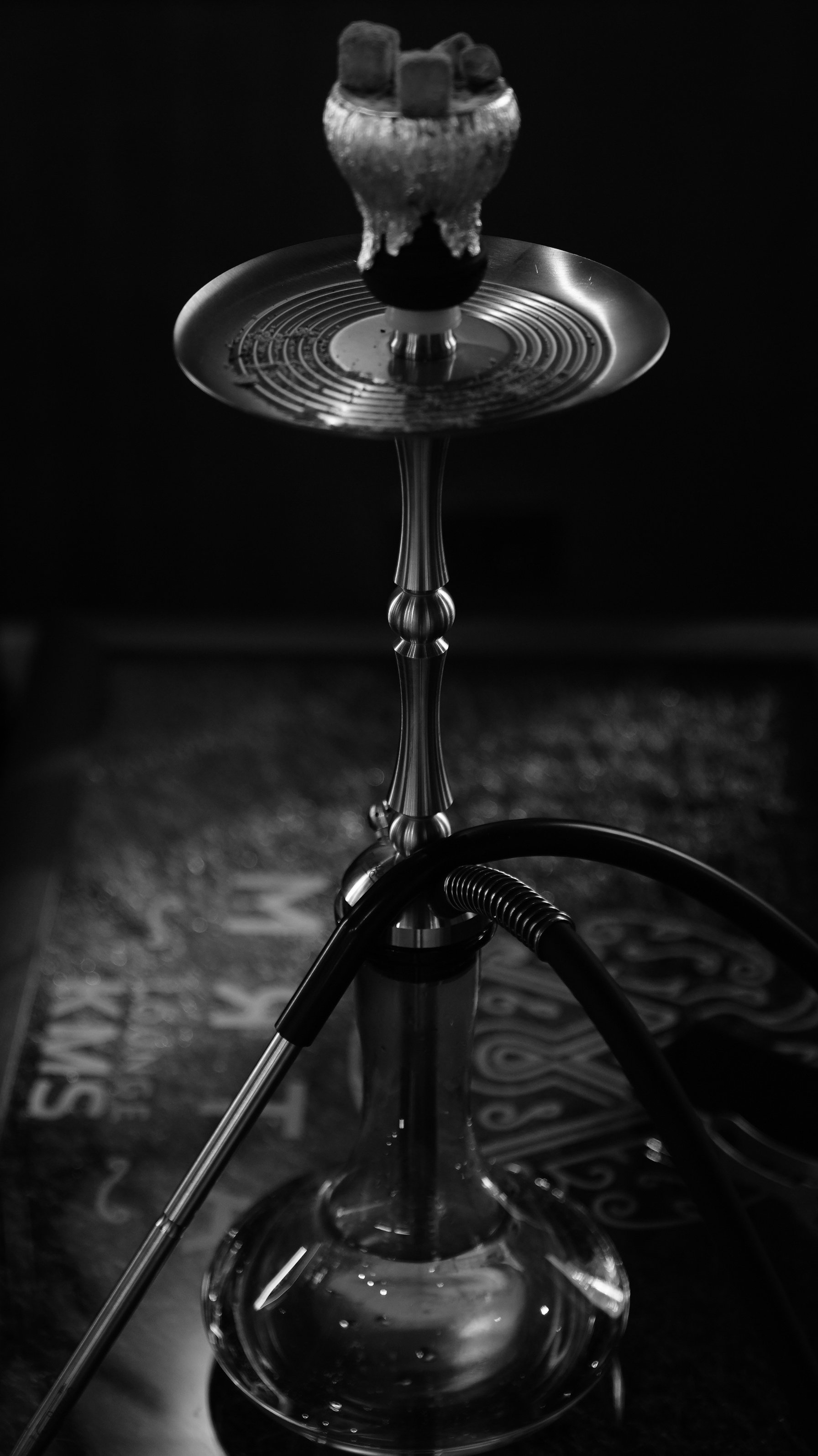 Monochrome Photo of a Hookah 